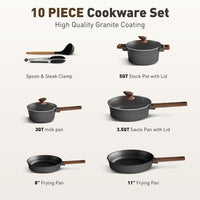 DishDelight 10PCS Ceramic Pots and Pans Set, Kitchen Induction Cookware Set