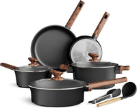 DishDelight 10PCS Ceramic Pots and Pans Set, Kitchen Induction Cookware Set