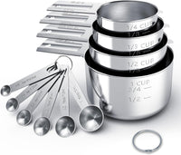 TILUCK Stainless Steel Measuring Cups & Spoons Set, Cups and Spoons