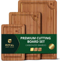 ROYAL CRAFT WOOD Wooden Cutting Boards for Kitchen Appliances - Non Toxic Bamboo Wood Cutting Board Set with Deep Juice Groove
