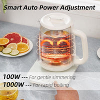 Health Pot, 1.5L Double-Layer Glass Electric Kettle with Stew Pot, 9-in-1 Multi-Function Tea Maker for Soup