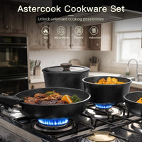 Astercook 21 Pcs Pots and Pans Set Non Stick, Ceramic Cookware Set Detachable Handle, RV Kitchen Cooking Set Removable Handles