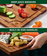 ROYAL CRAFT WOOD Wooden Cutting Boards for Kitchen Appliances - Non Toxic Bamboo Wood Cutting Board Set with Deep Juice Groove